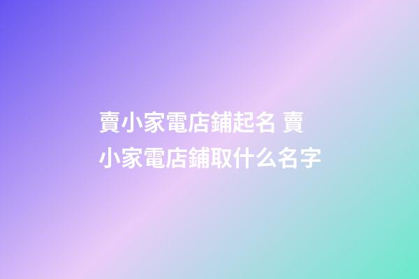 賣小家電店鋪起名 賣小家電店鋪取什么名字-第1張-店鋪起名-玄機派